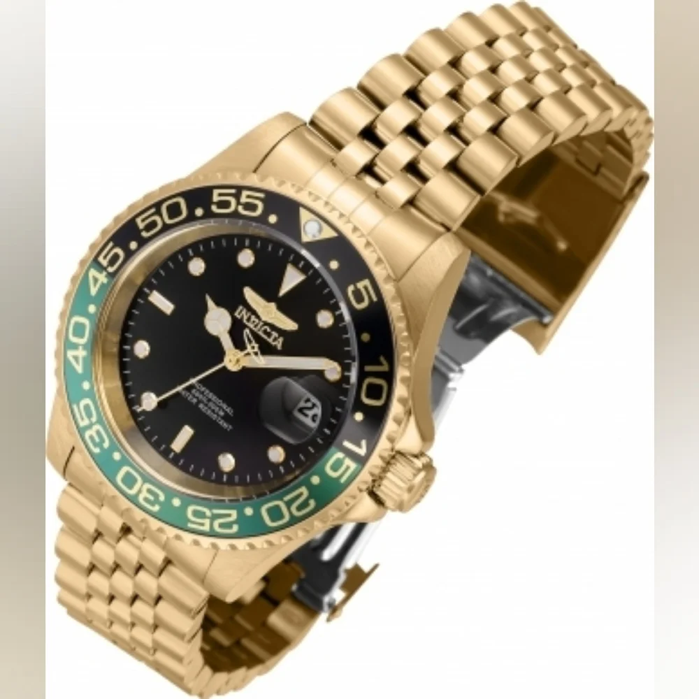 NEW NIB‎ Invicta Pro Diver Mens Model 44526 - Men's Watch Quartz Gold Green 200m